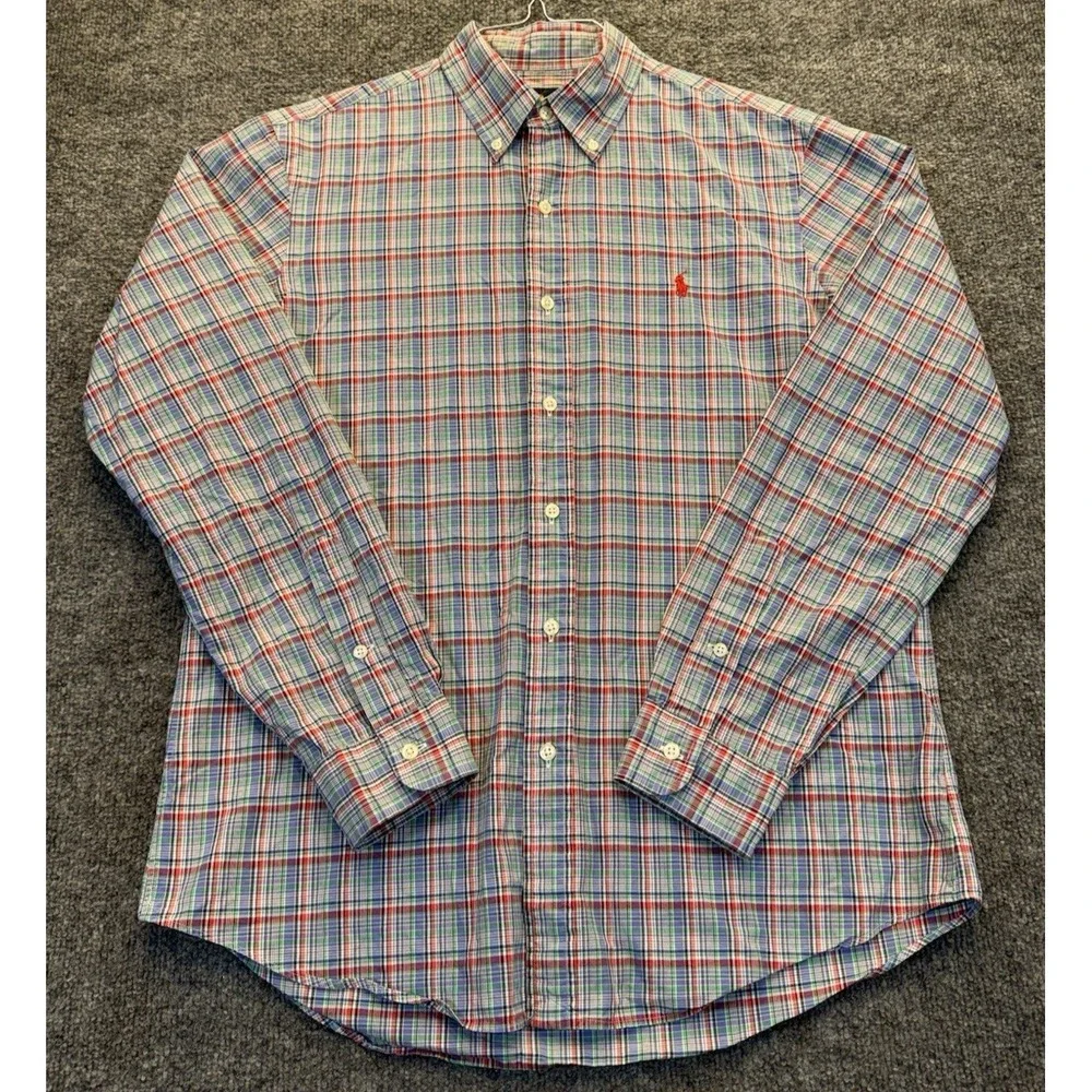 Polo Ralph Lauren Men's Medium Plaid Button Down Shirt Multicolor Pony Cotton